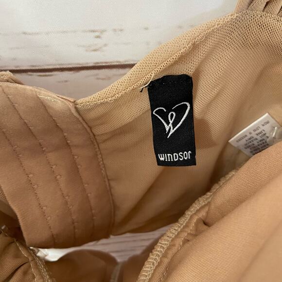 Windsor S Nude Tan Mesh Drape Sweetheart Corset Crop Tank Top - Picture 6 of 8